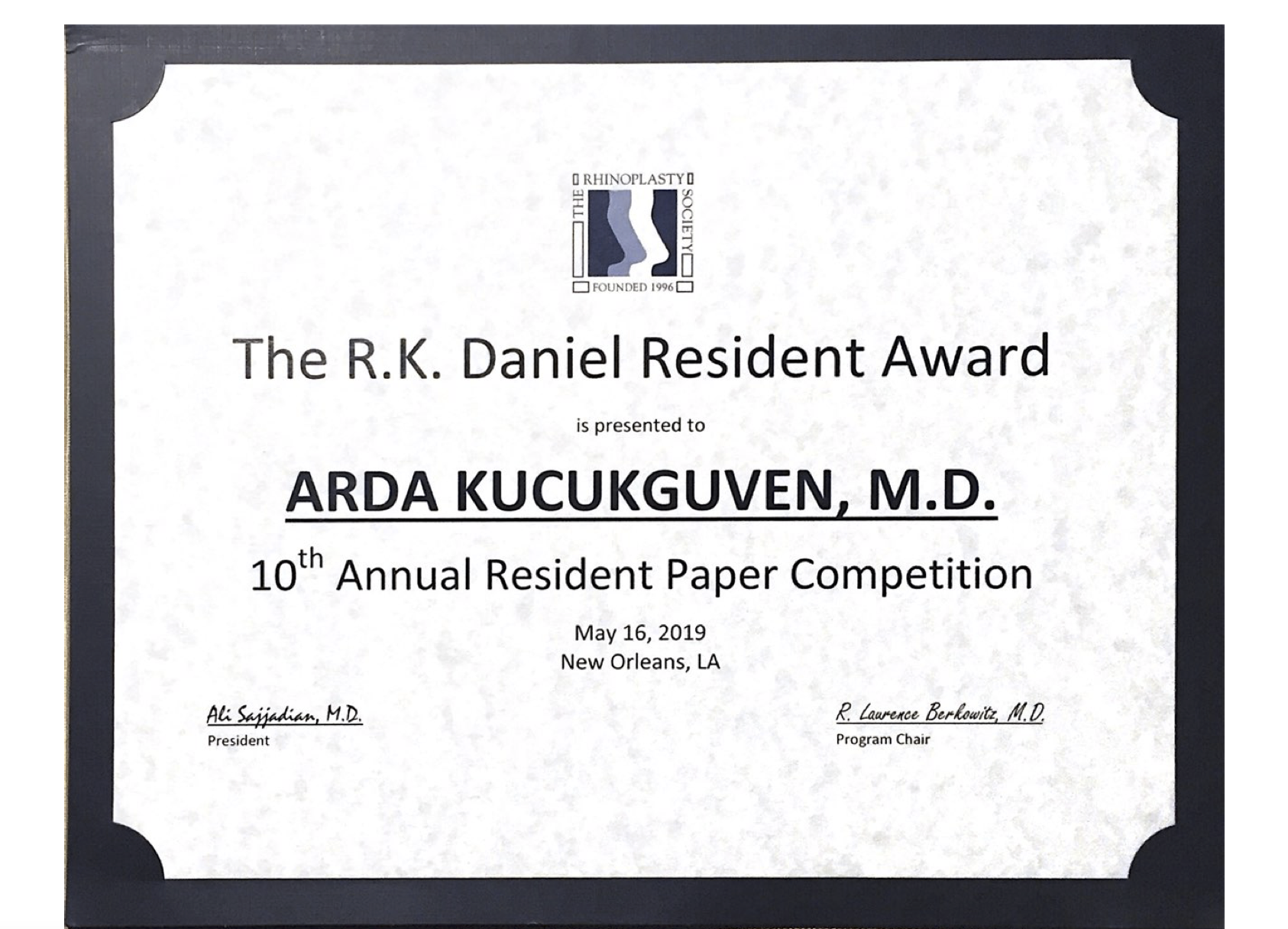 The R.K. Daniel Resident Award for Best Paper